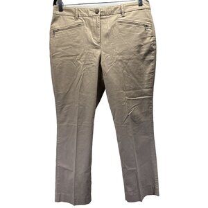 Talbots Women's Pants Size 12 Petite Stretch Solid Tan Zipper Pockets Straight